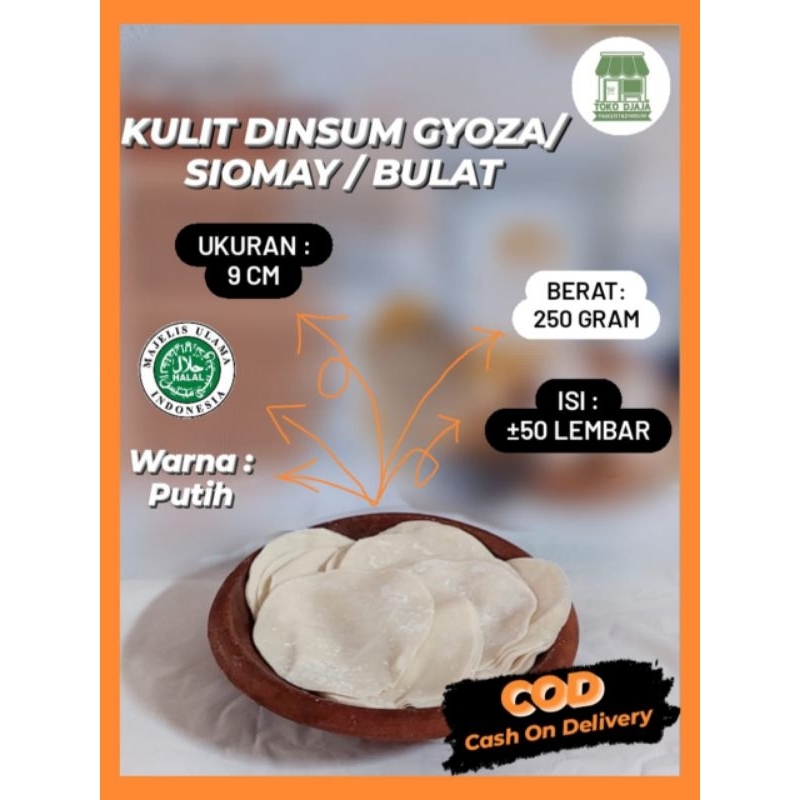 

Kulit Dimsum Tipis Halal Bergizi Enak Elastis Bulat Diameter 9cm Warna Putih Kulit Siomay Gyoza Isi 250gram