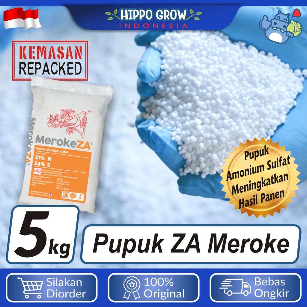 5 kg - Pupuk ZA Meroke Original Amonium Sulfat Kemasan 5kg Tanaman Muda Awal Tumbuh Subur