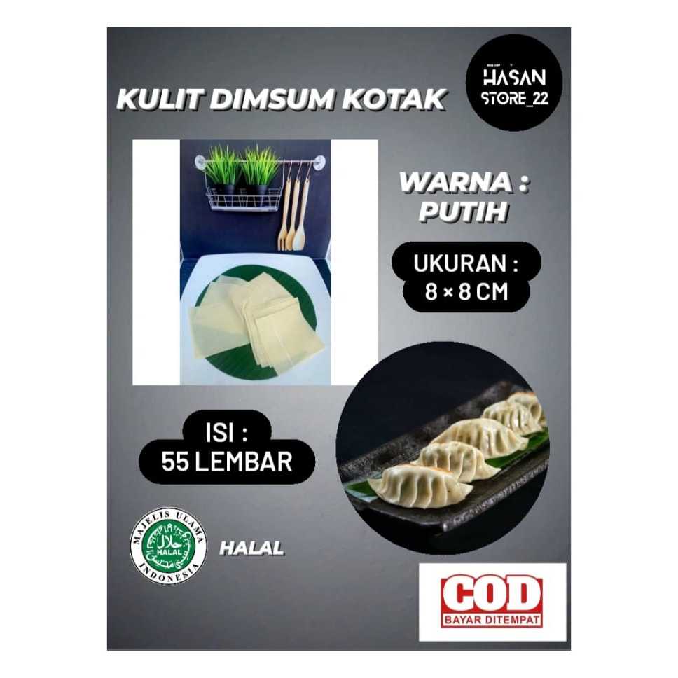 

Kulit Dimsum Kotak 8cm x 8cm Warna Putih Kulit Siomay Gyoza Kotak Isi 55 lembar Enak Halal Tipis Fresh