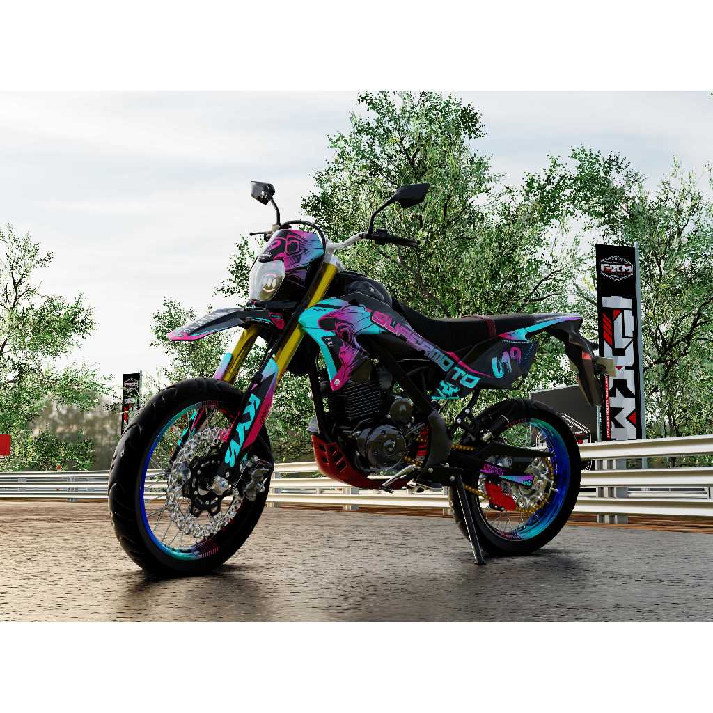 Decal KLX BF FULLBODY SUPERMOTO GRADIASI PINK TOSCA ( FULL CUSTOM / BEBAS DESAIN ) KEREN Full Body