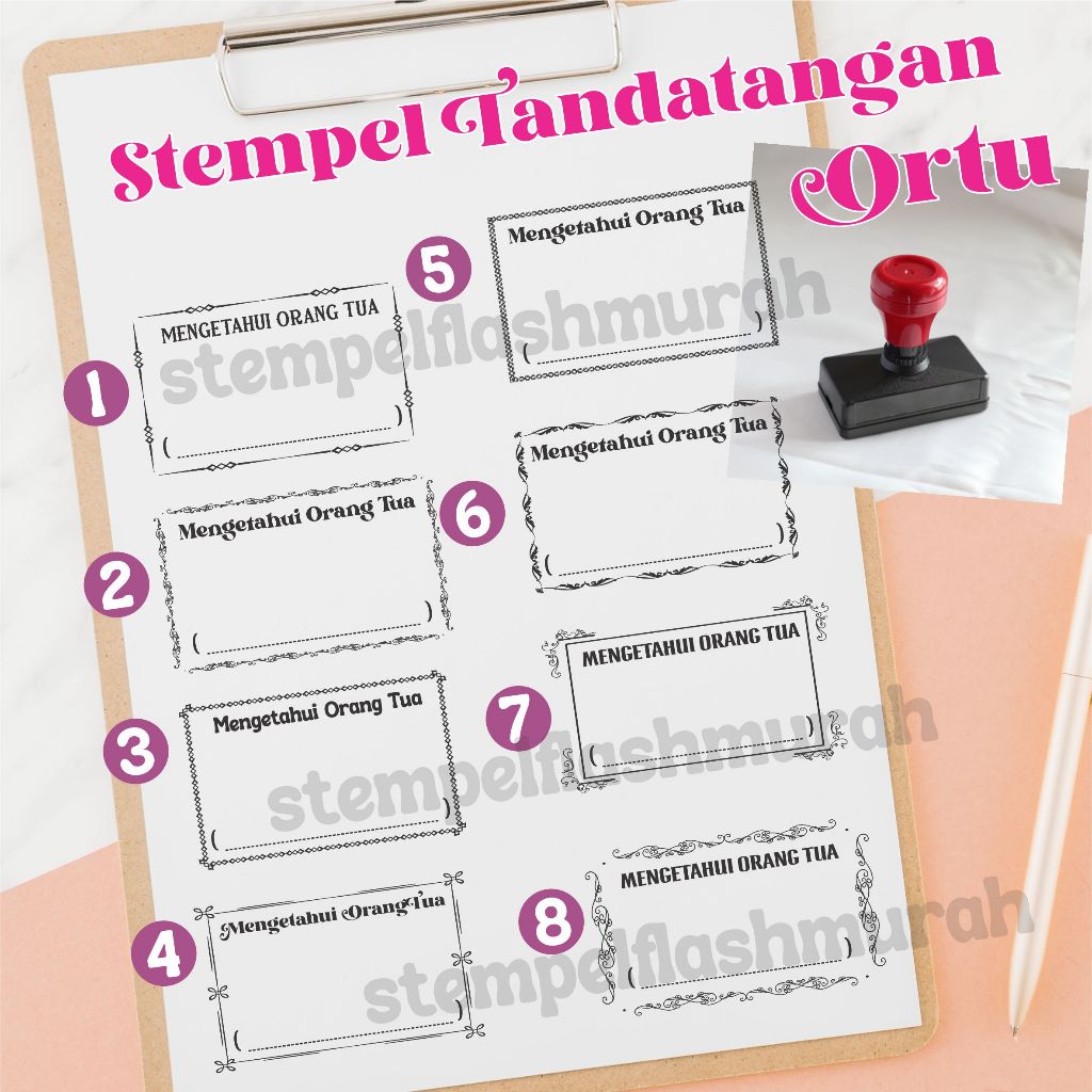 stempel nilai guru mengetahui orang tua nama tanda tangan sekolah SD SMP SMA penilaian tinta otomati