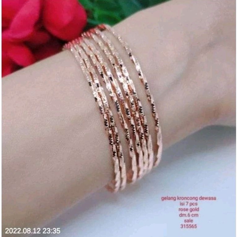 gelang kroncong dewasa titanium lapis emas rodium