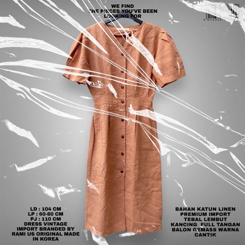 KOREAN DRESS/DRESS IMPORT PREMIUM/DRESS KATUN LINEN IMPORT/SALEM DRESS/V NECK DRESS MIDI IMPORT/VINT