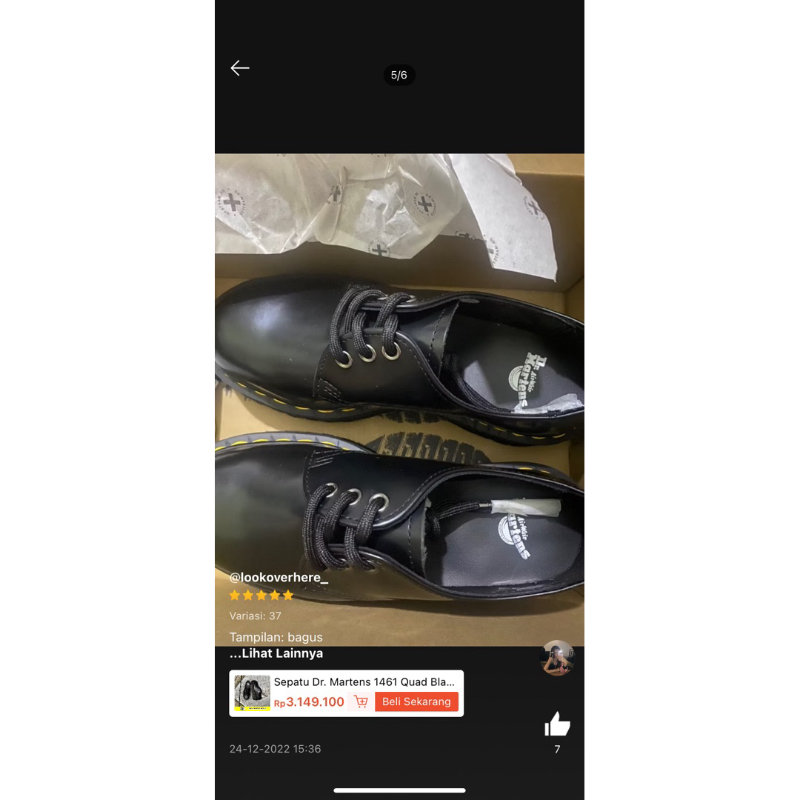 Sepatu Dr. Martens 1461 Quad Black Smooth