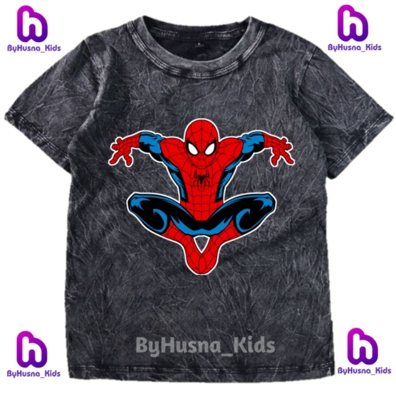 KAOS WASHED ANAK BAJU ANAK KARAKTER SPIDERMAN ANAK UNISEX ANAK CEWE ANAK COWO BALITA BATITA