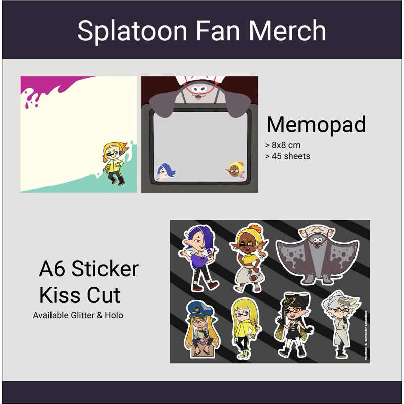 

Splatoon Fan Merchandise Sticker A6, Memopad. MIN ORDER 30K