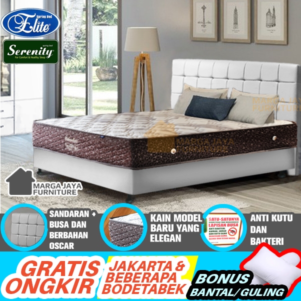 SET Kasur Spring bed ELITE SERENITY Valentine + Divan + Sandaran 120x200 160x200 180x200 superior