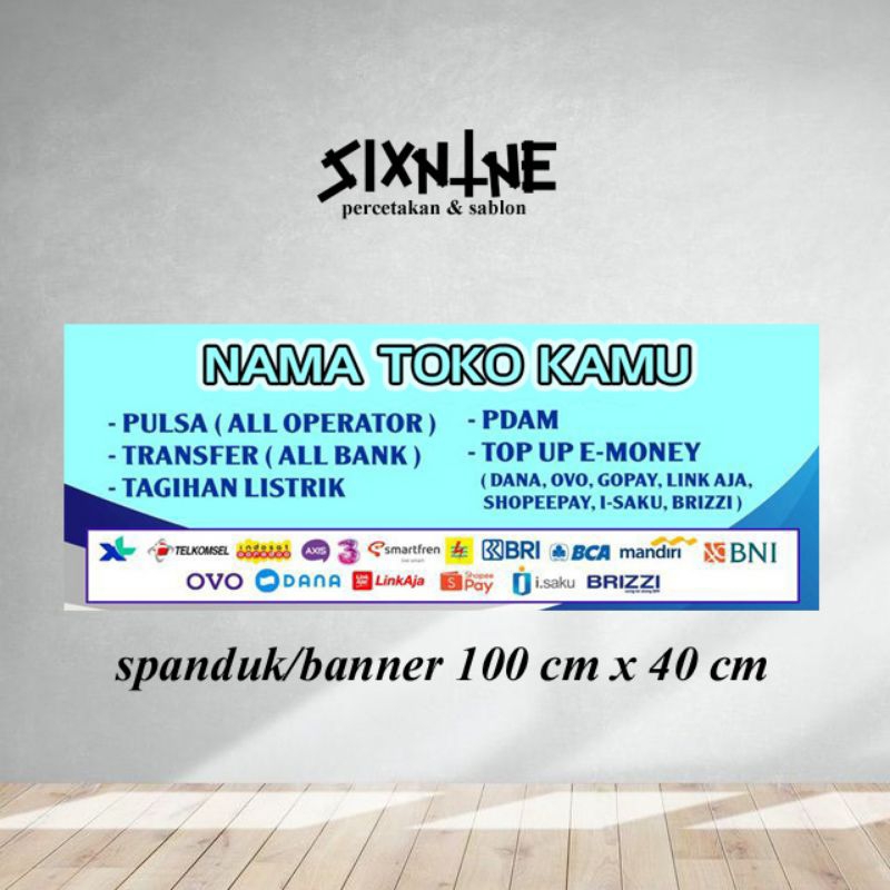Spanduk, Banner Custom Pulsa Top Up 100x40