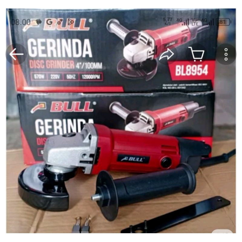 Mesin Gerinda Tangan Bull BL 8954 Disc grinder/Gurinda tangan BL 8954