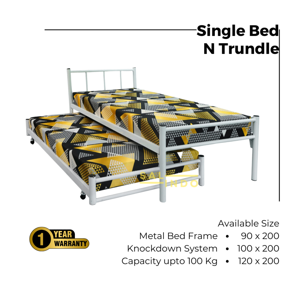 Ranjang Besi Tingkat Single and Trundle Metal Bed 90X200 100X200 120X200 Ranjang Single Sorong (SS)