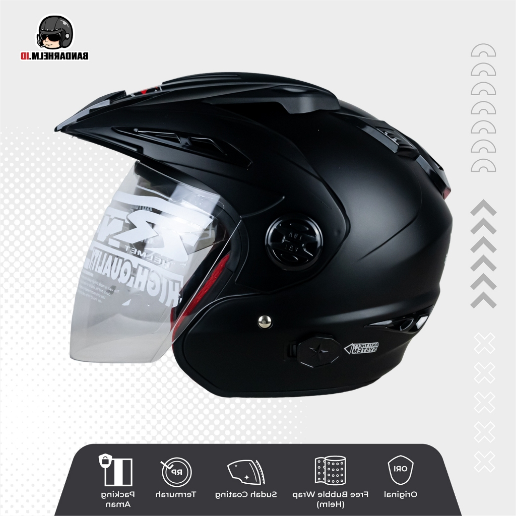 Helm RN Double Visor Hitam Doff (Ink t1)