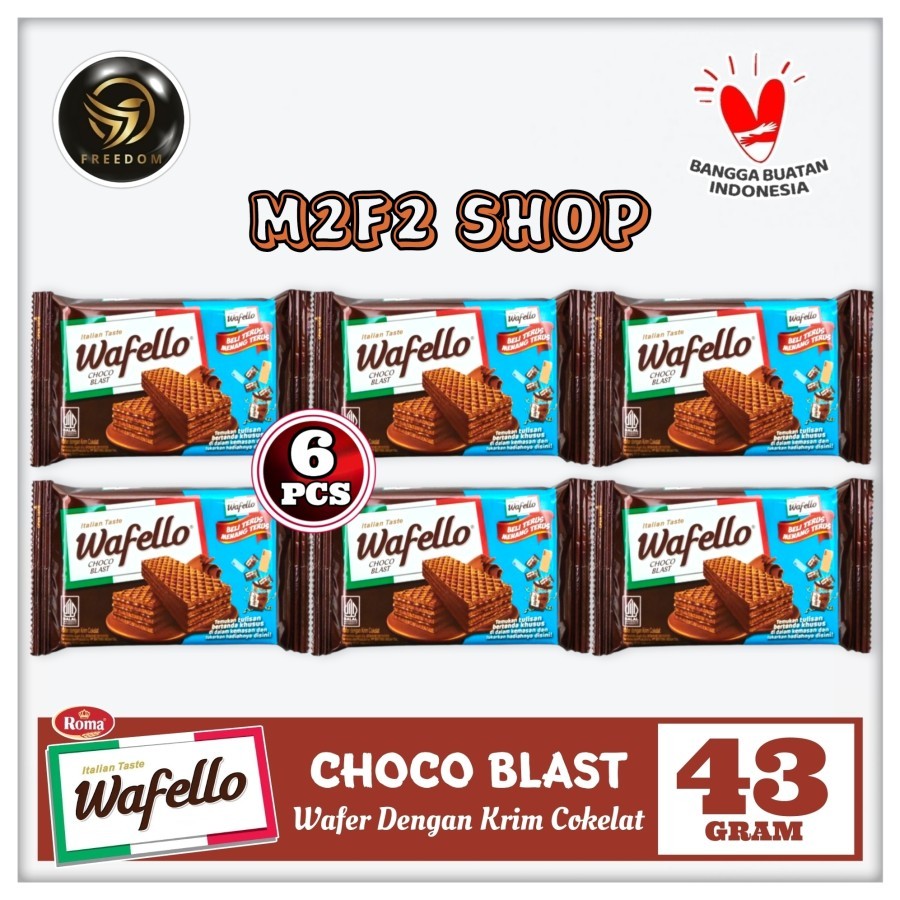 

Roma Wafer Wafello Choco Blast | Krim Cokelat Sachet - 43 gr (Kemasan 6 Pcs)