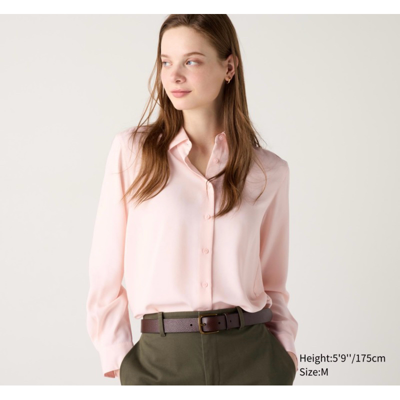 SALE‼️ UNIQLO BLUS RAYON KEMEJA LENGAN PANJANG WANITA