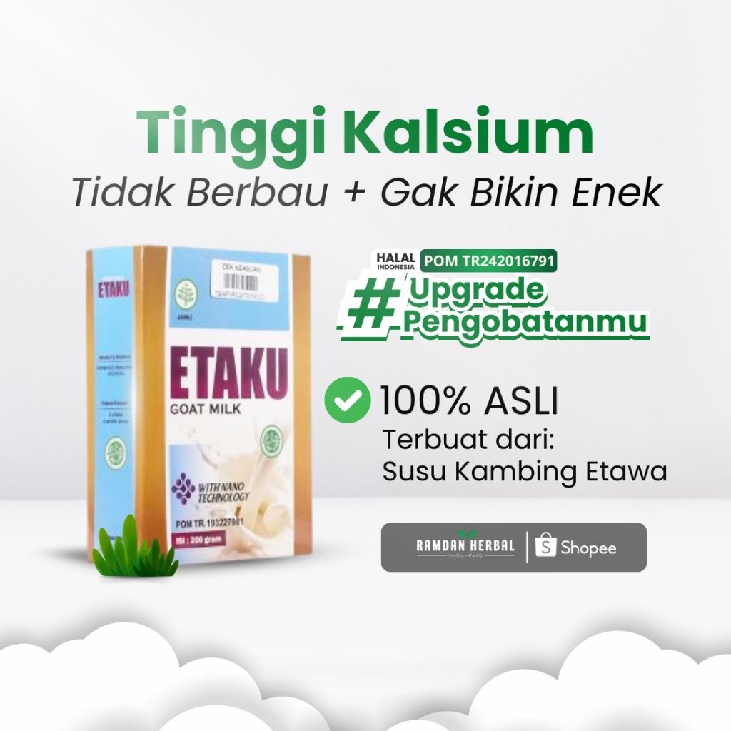 

Vitamin Tinggi Kalsium yang Baik Untuk Anak Susu Etaku Susu Bubuk Kambing Etawa Asli 200gr Bpom Halal