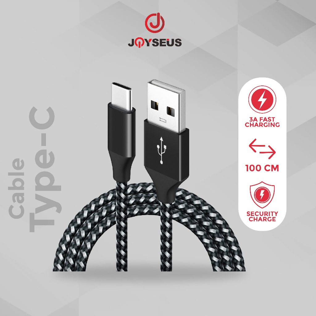 Kabel data / Cable data Type-C Tipe C USB 120 CM JOYSEUS Braided Gold-plated Plug Blue/ Black - KB00