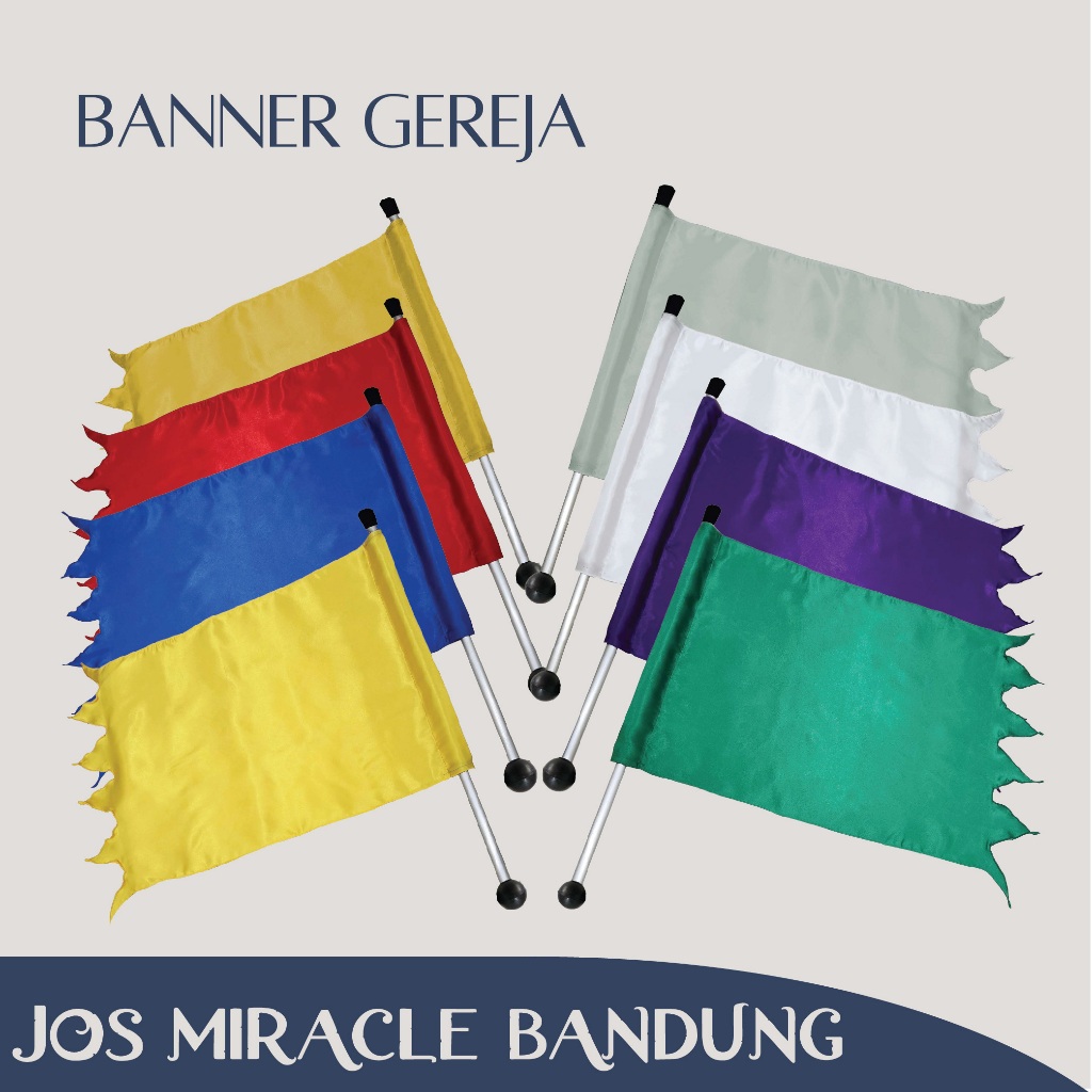 Gereja - New Flag Banner ( Satu Pasang ) Set - Bandul Karet - Satin - Miracle - JMB
