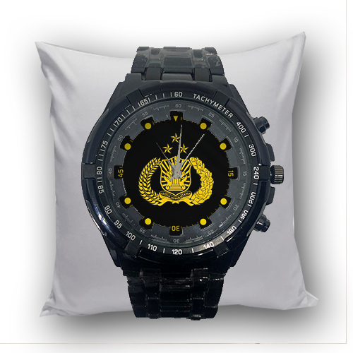 Jam Tangan Pria POLISI POLRI Keren Stainless Steel Besi Hitam Terbaru Premium Anti Air