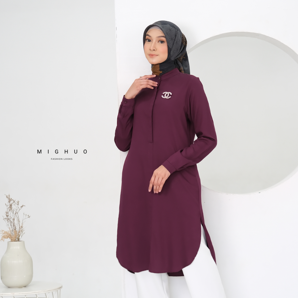 HOT MIGHUO _ TUNIK POLOS WANITA TERBARU KATUN TWILL RAYON PREMIUM