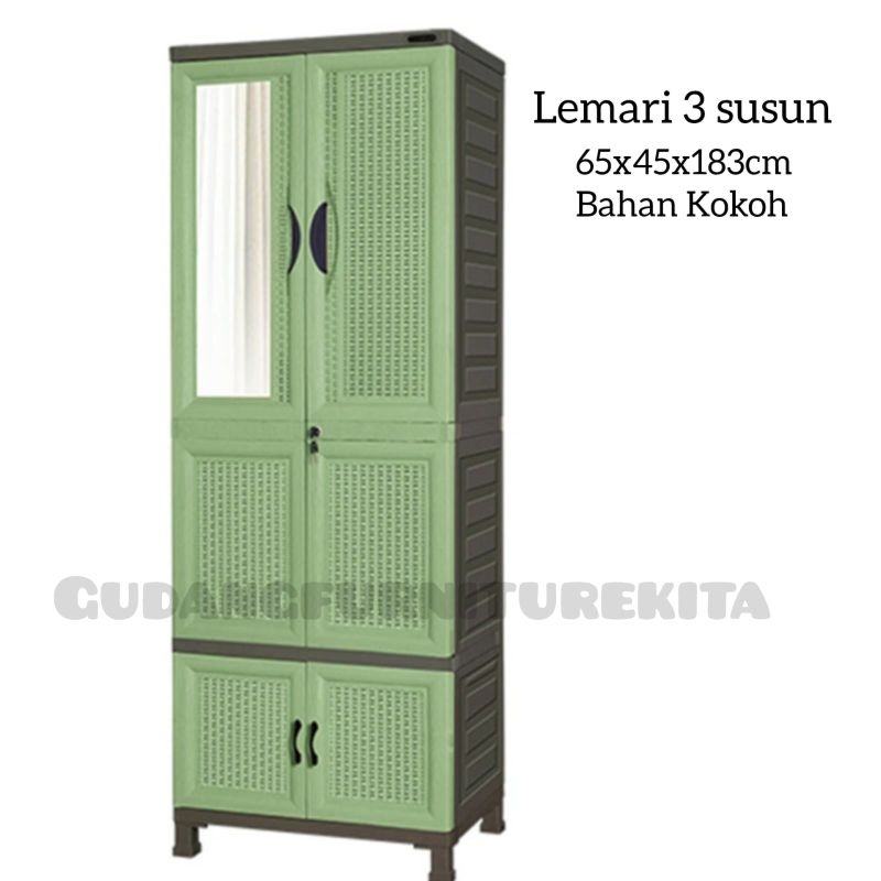 Lemari  plastik 3 susun / Lemari plastik / Lemari pakaian /  Lemari pakaian plastik
