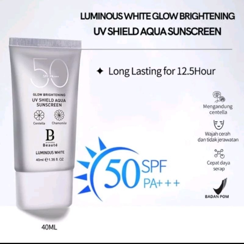 PREMIERE BEAUTE LUMINOUS WHITE GLOW BRIGHTENING UV SHIELD AQUA SUNSCREEN SPF 50 PA+++