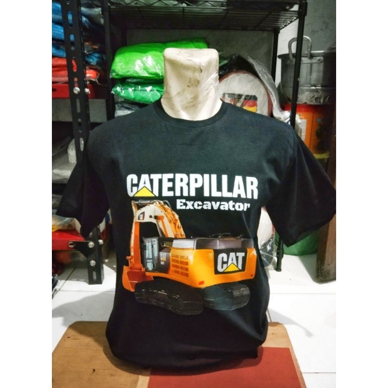 Baju kaos excavator Caterpillar/kaos sablon DTF pria wanita