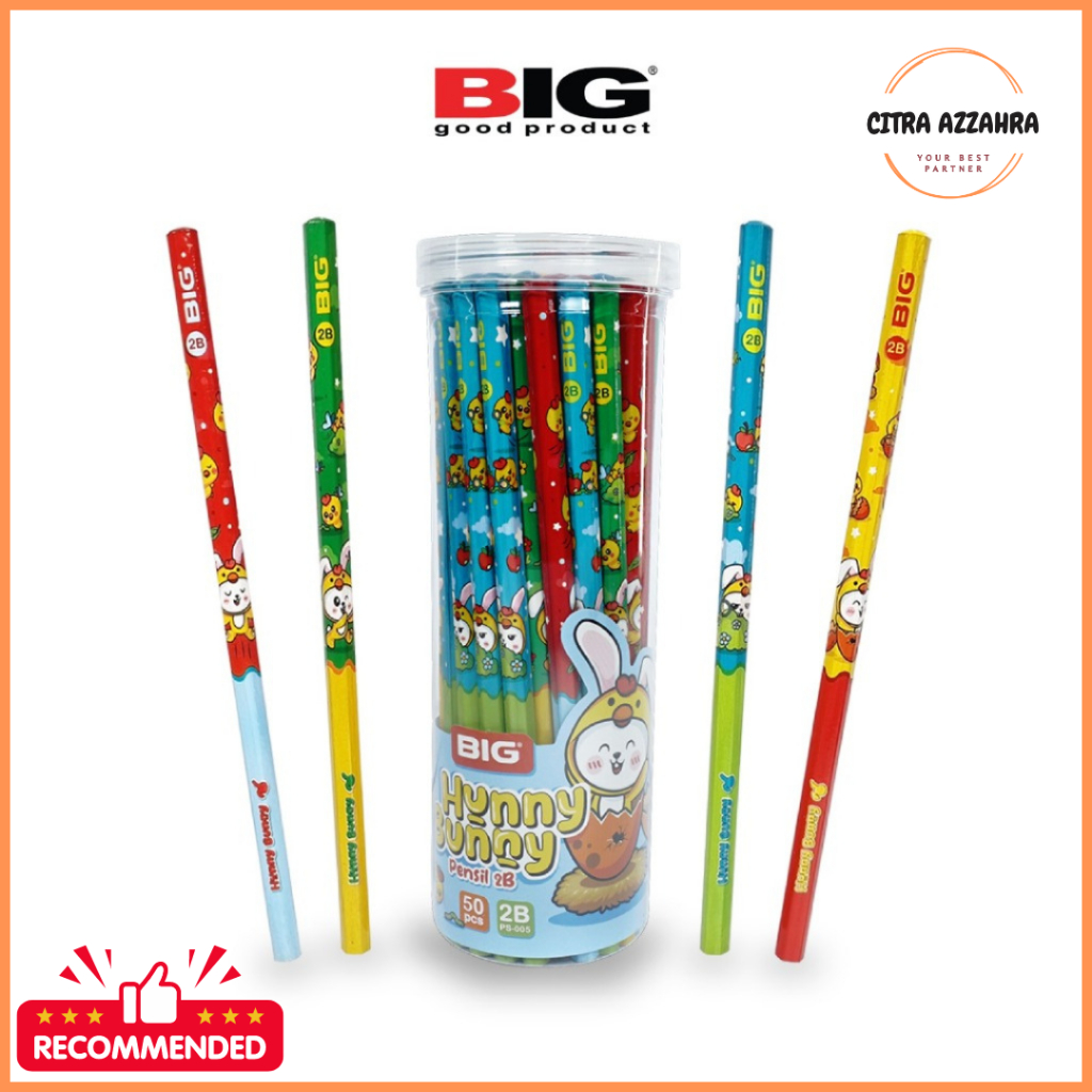 

ISI 50 Pcs BIG Pensil 2B Karakter Seri Hunny Bunny Graphite Pencil Extra Dark PS-005