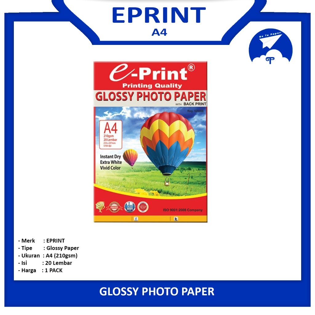 

Eprint Glossy Photo Paper A4 210gsm Back Print