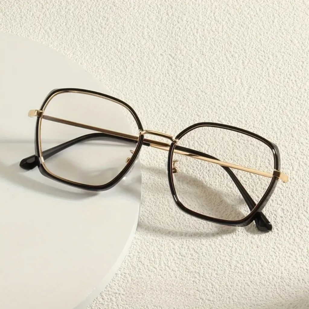 COD Kacamata Wanita Lensa Photocromik Frame Exsagonal Blucromik Optik HO0038 Minus Plus/Baca