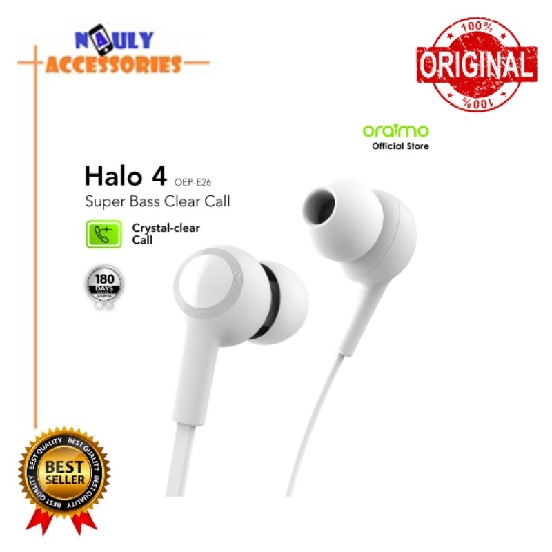 Handsfree Oraimo OEP-E26 Halo 4 HITAM PUTIH