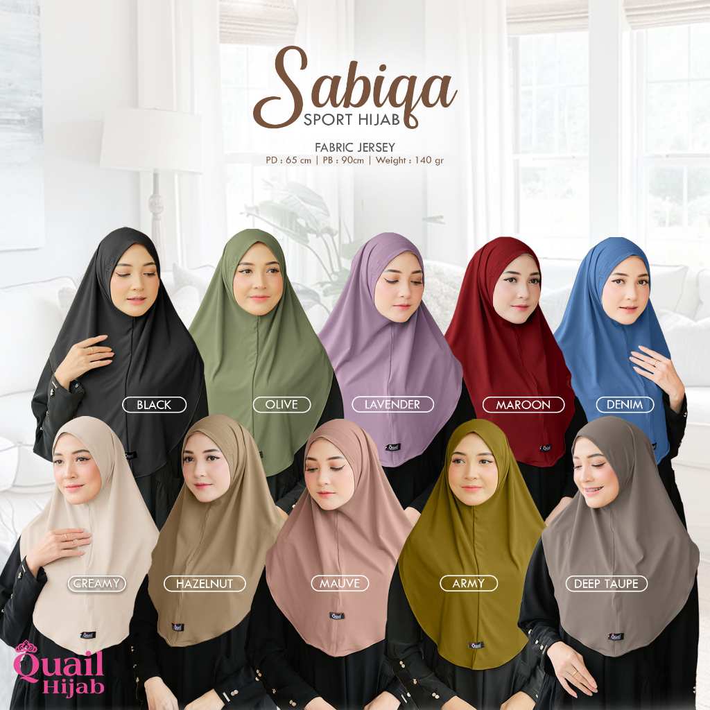 Quail Hijab - SABIQA SPORT HIJAB ORI QUAIL JERSEY PREMIUM