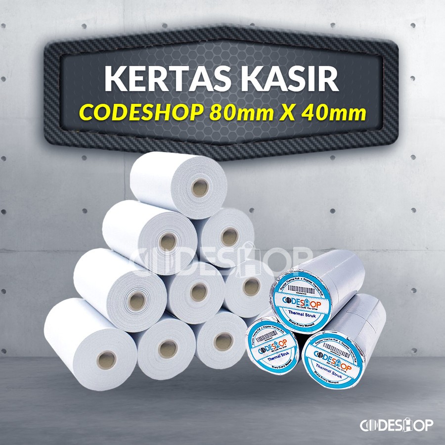 

1 SLOP Kertas Thermal Codeshop 80x40mm Printer Bluetooth 80mm