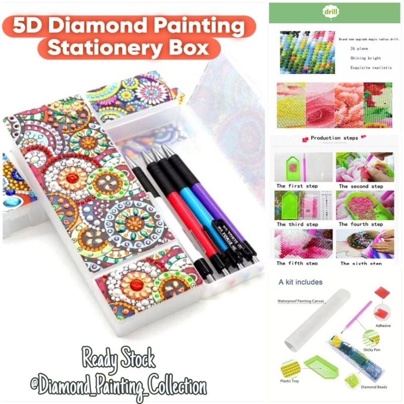 

5D diamond painting stationery box special-shaped Kotak alat tulis lukisan berlian 5D