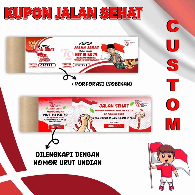 [PROMO] Cetak Kupon Custom Kupon Agustus Kupon Jalan Sehat 17 Agustus