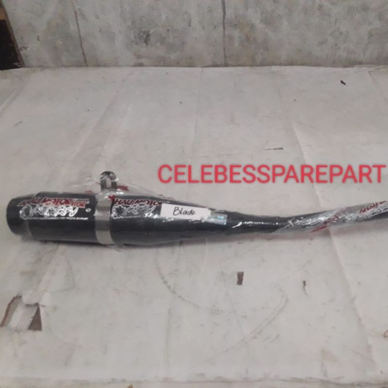 KNALPOT AHAU JUPITER Z SUPRA SMASH KARISMA BLADE PLAT HITAM AHAU ORIGINAL