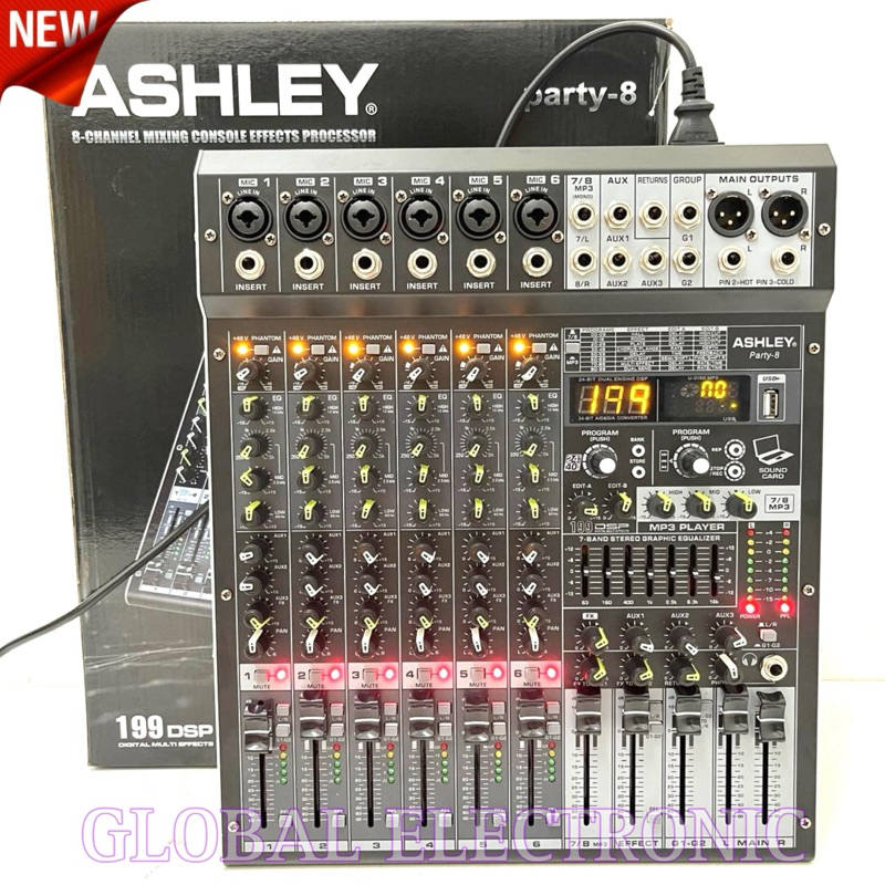 Promo Audio MIXER AUDIO ASHLEY PARTY 8 ORIGINAL 6 CHANNEL BLUETOOTH ORIGINAL ASLI PARTY8 ASHLEY