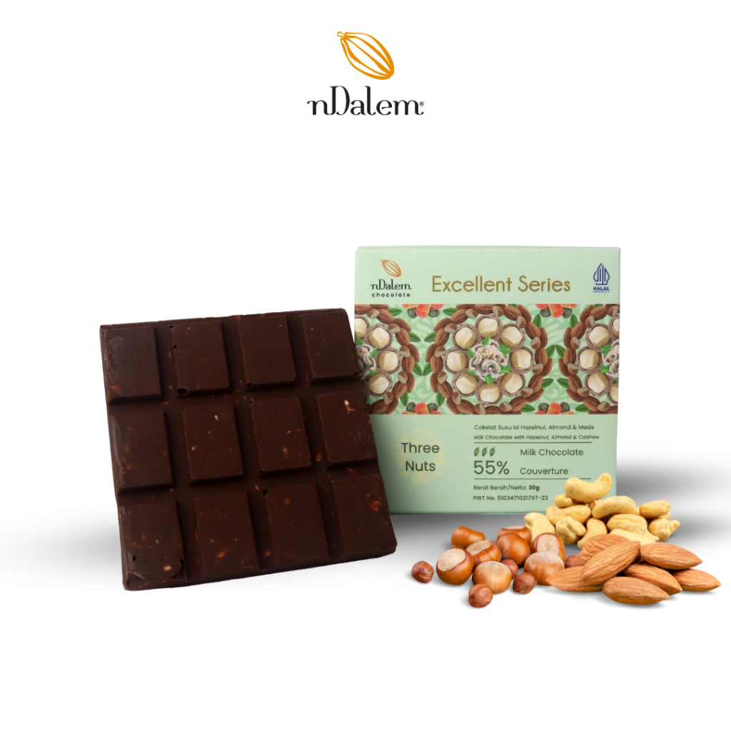 

Cokelat nDalem Milk Chocolate Hazelnut Almond Cashew | Coklat Susu Kacang Hazelnut Almon Mede 30gr