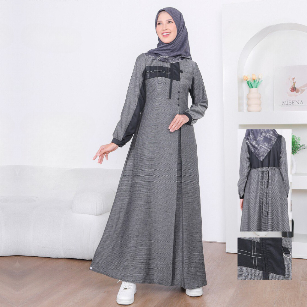 GAMIS ETHICA AYUMI 498 BAHAN LINEN + VALDENA MODEL BAJU MUSLIM WANITA GAMIS DAILY BUSUI FRIENDLY KEK