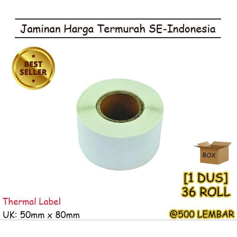 

LABEL THERMAL 50 X 80 KERTAS STICKER BARCODE 50x80 mm (500 Pcs) - BOX