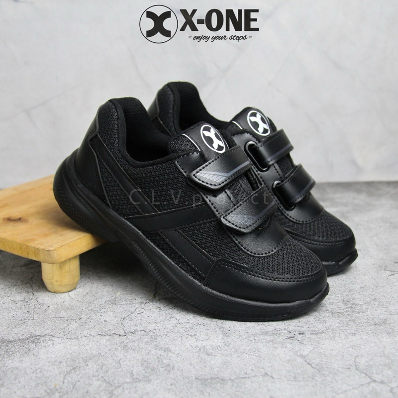 Sepatu Sekolah Anak Hitam | Sepatu Anak Velcro | Garfield Full Hitam