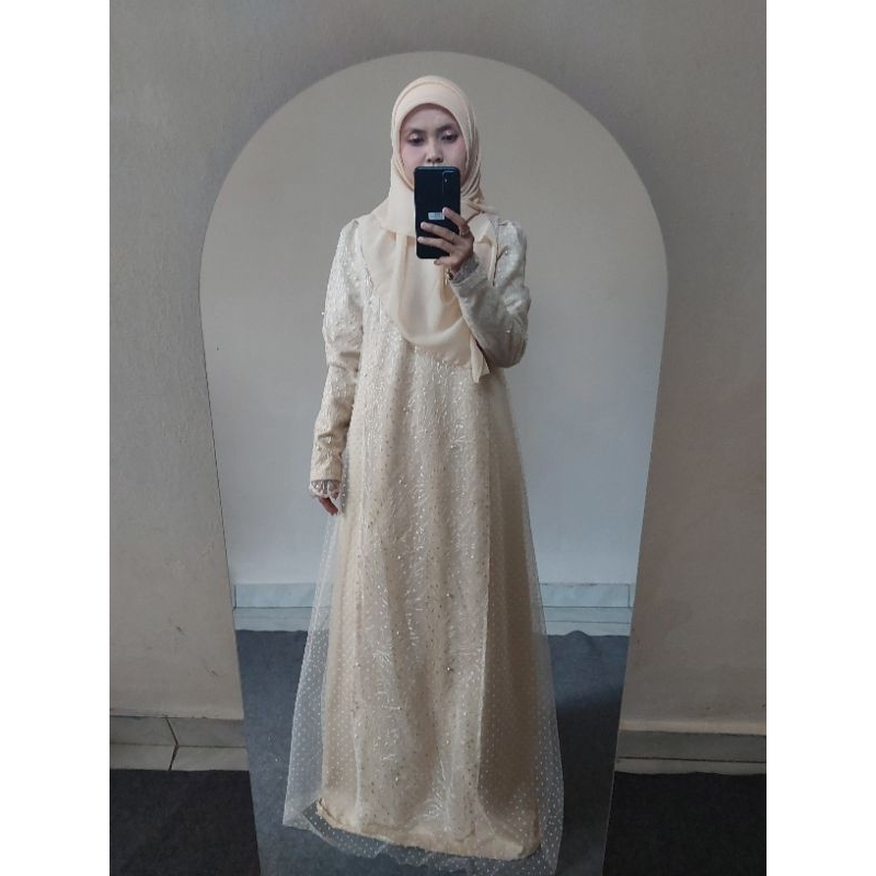 (Bisa Request/Custom Size) Kaira Dress Baju Pakaian Wanita Gamis Hijab Syari Premium Lebaran Pesta K