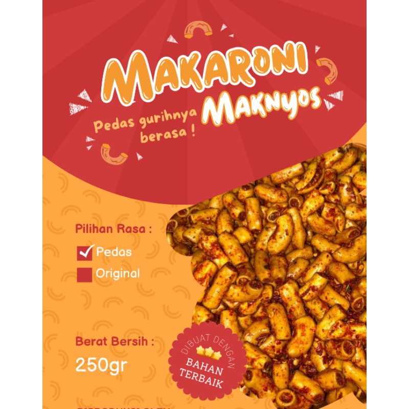 

Makaroni bantat rasa pedas ukuran kecil