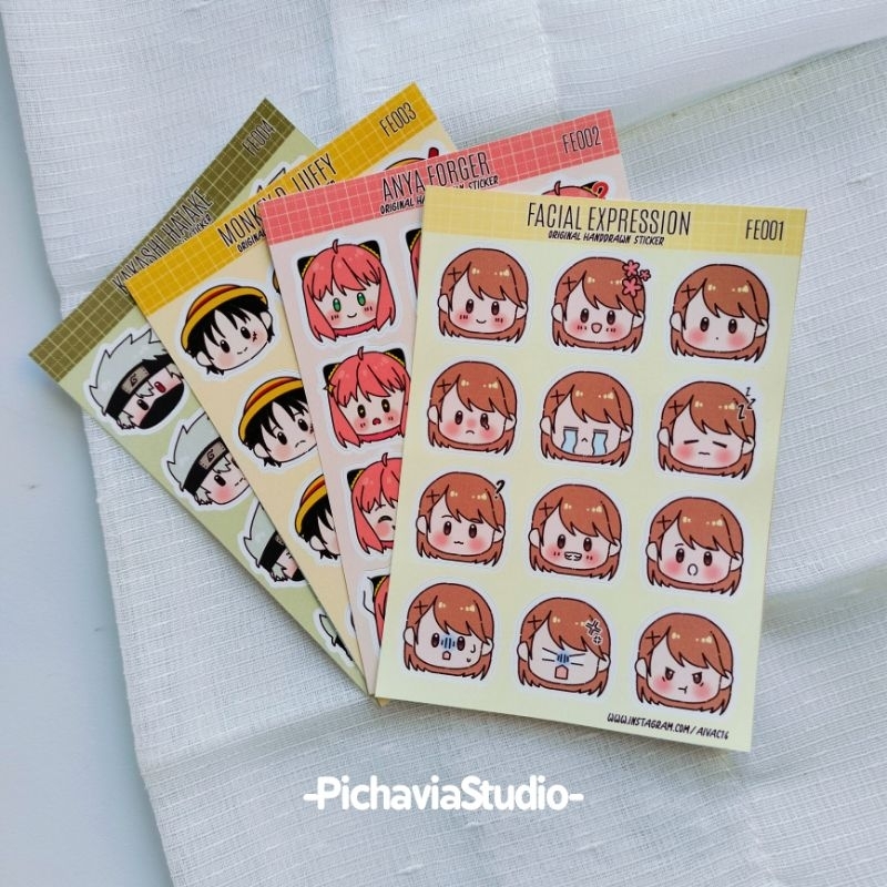 

Facial expression sticker - sticker sheet, sticker kisscut, sticker journal, sticker cute, sticker anime, Naruto, Hatake Kakashi, One Piece, Luffy, SpyxFamily, Anya Forger