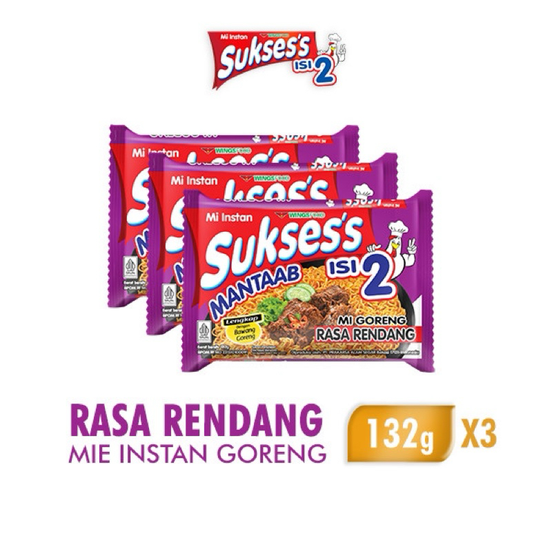 

Suksess Mie Instan Goreng Rendang 132 Gram x 3 Pcs