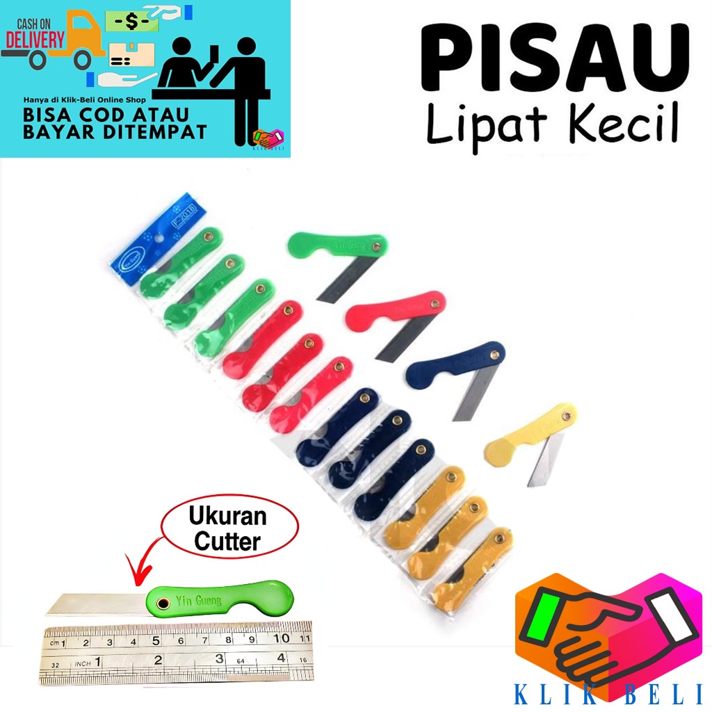 

Pisau Lipat Mini (Isi 12 Pcs) / Pisau Cutter Renteng Silet Lipat Knife Foldable