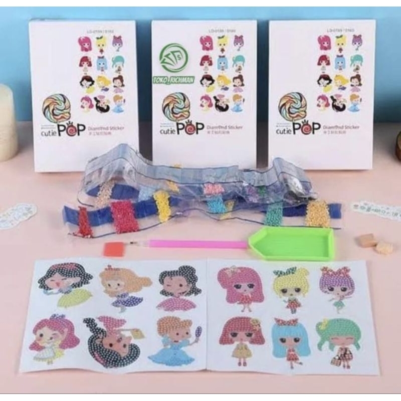 

Paket 6pc Stiker diamond box Putih