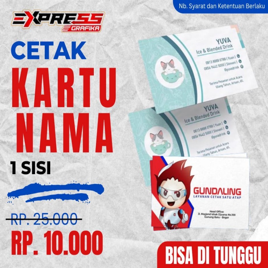 

DESAIN DAN CETAK KARTU NAMA SATU SISI 5 KOTAK