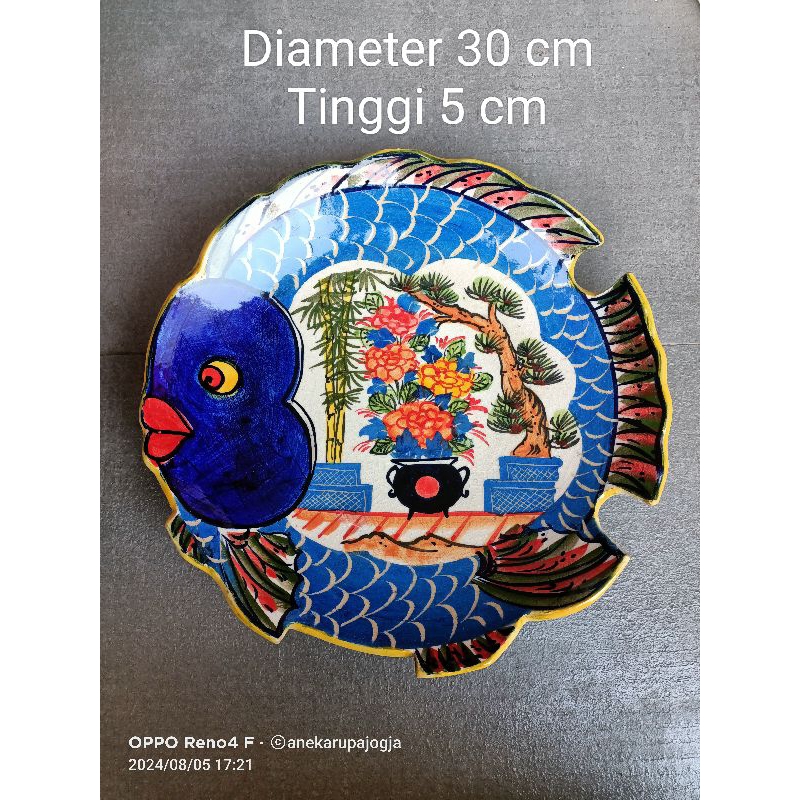 piring keramik lukis motif imari immari bentuk ikan untuk dekorasi hiasan dinding