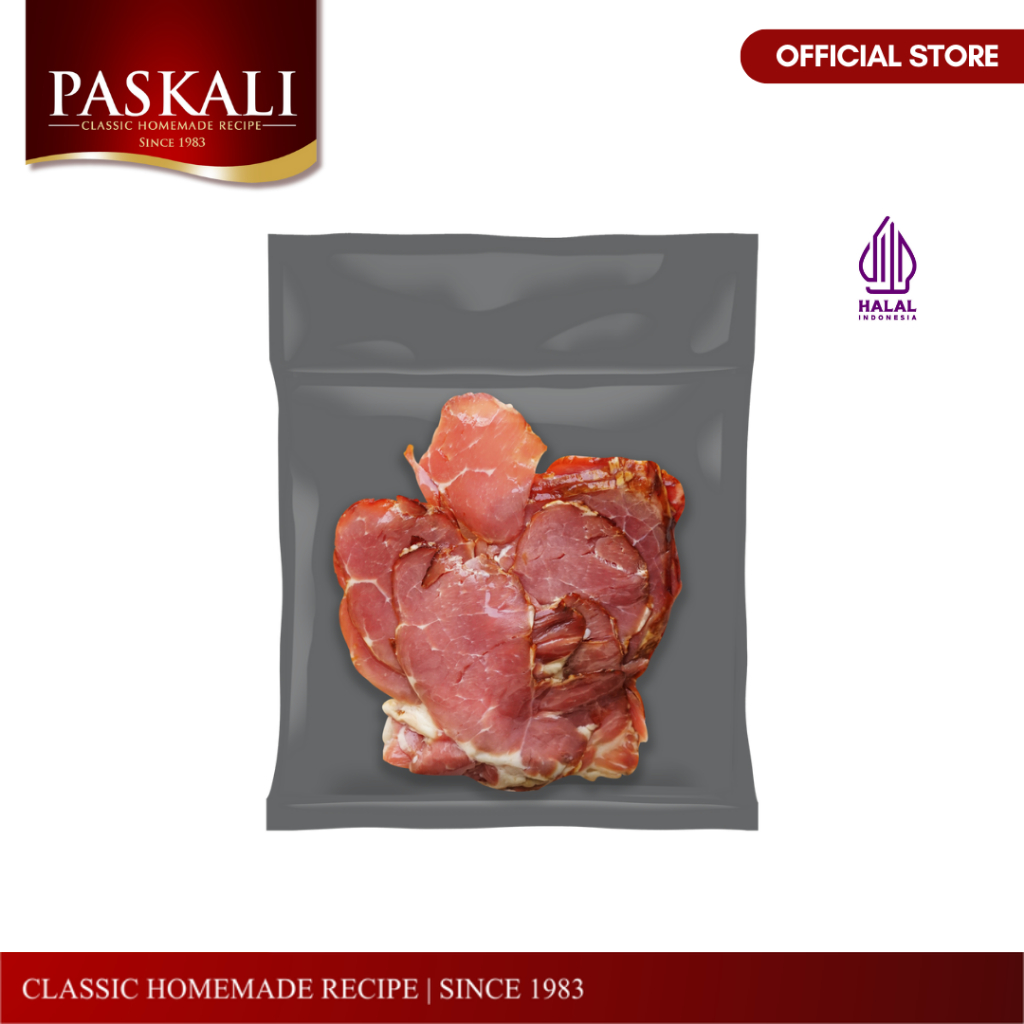 

Smoked Beef Premium Paskali 100 Gram Isi ± 5 Pcs