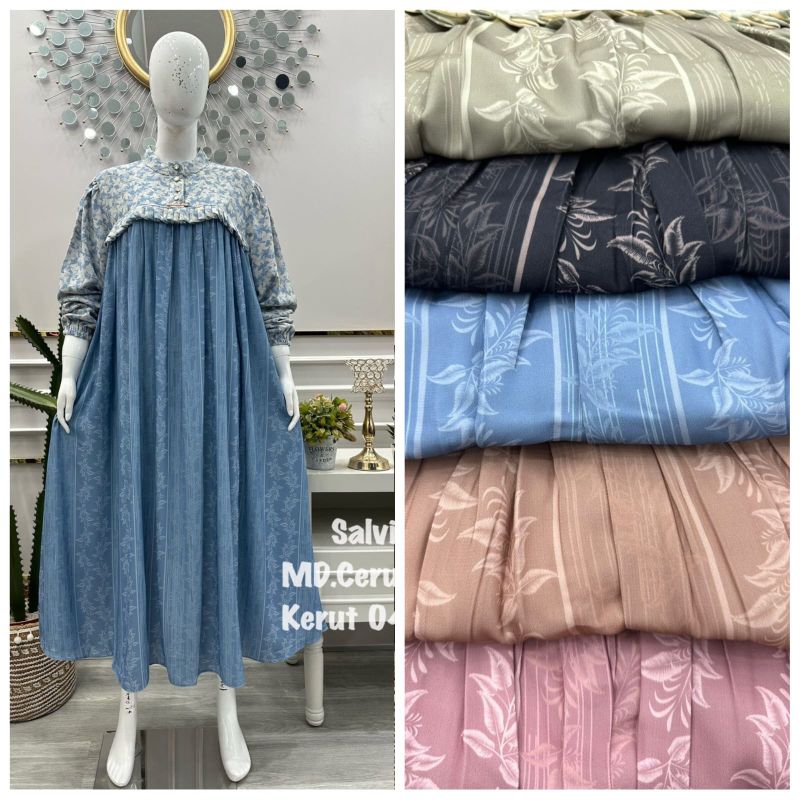 Midi dress ceruty kerut 04 ori salvina ys / dress salvina ys original