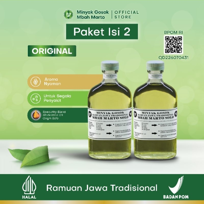 Minyak Mbah Marto Solo Original Botol Kaca Isi 2 250ml Ramuan Jawa Tradisional